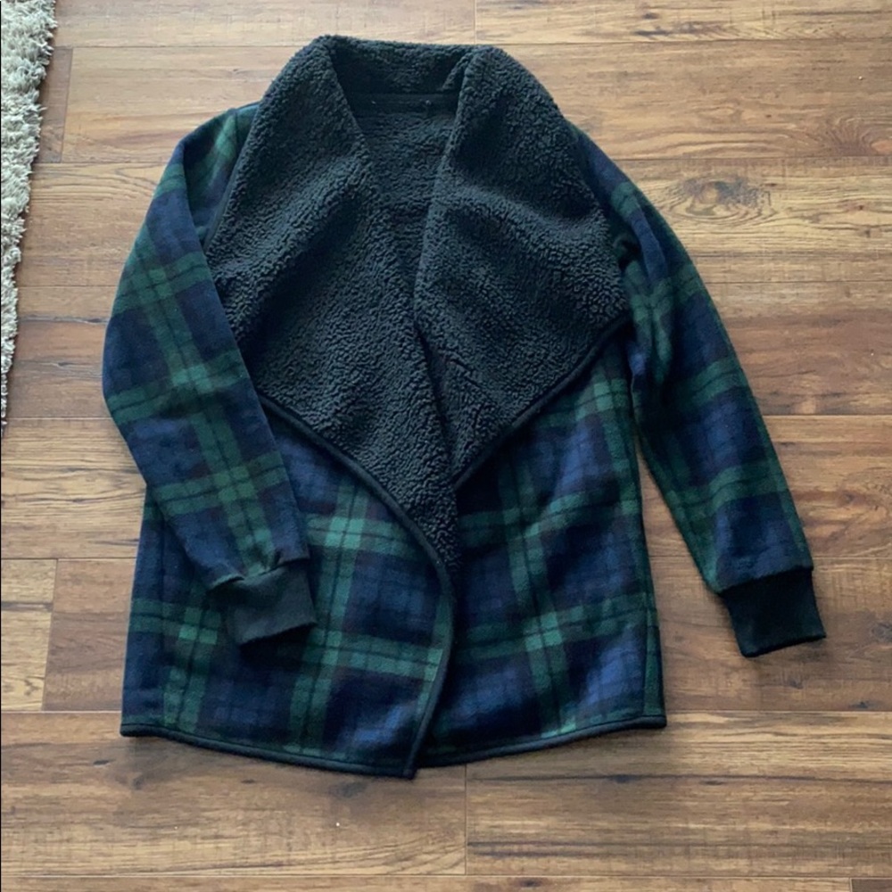 Abercrombie and Fitch plaid Sherpa coat